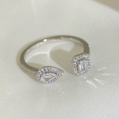 [⭐Veyra]MY TWIN TOI & MOI SILVER DIAMOND RING