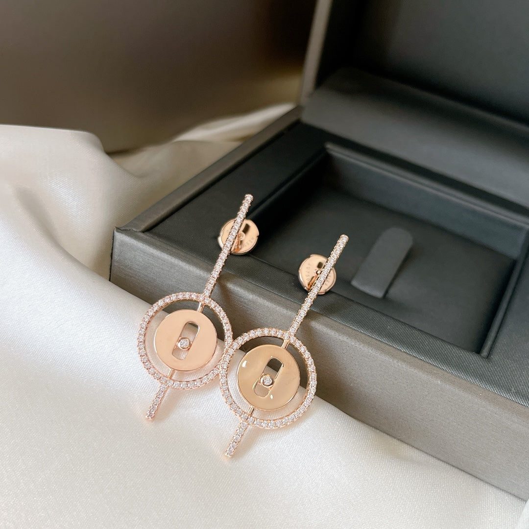 [⭐Veyra]Demo MOVE ARROW PINK GOLD DIAMOND EARRINGS