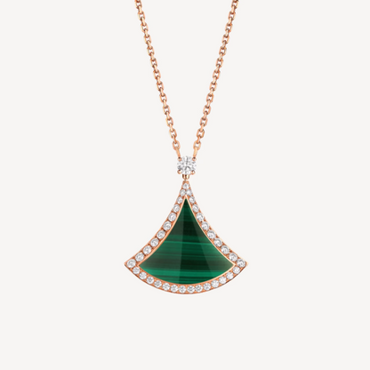 [⭐Veyra]DREAM MALACHITE DIAMOND PAVED PINK GOLD NECKLACE