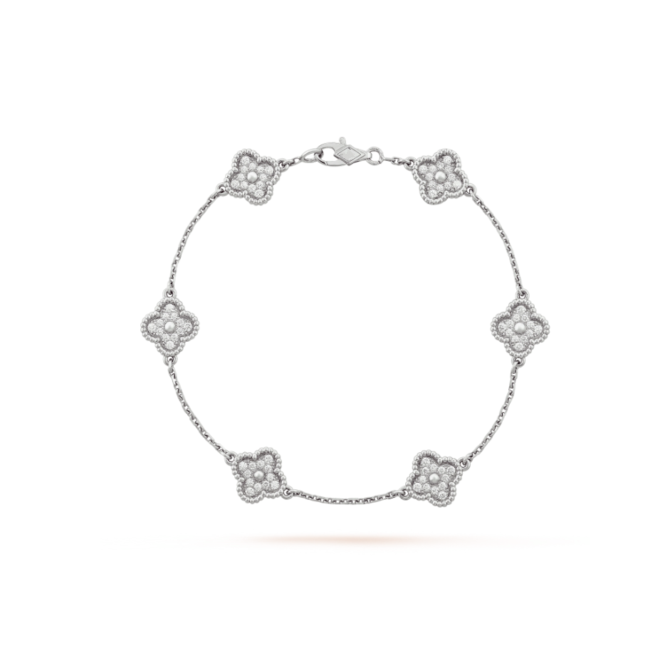 [⭐Veyra]CLOVER 6 MOTIF SILVER DIAMOND BRACELET