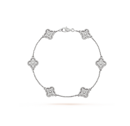 [⭐Veyra]CLOVER 6 MOTIF SILVER DIAMOND BRACELET
