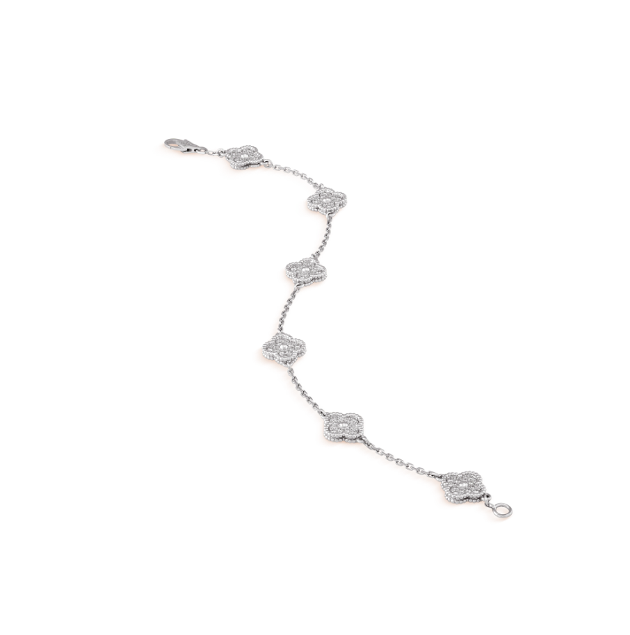 [⭐Veyra]CLOVER 6 MOTIF SILVER DIAMOND BRACELET