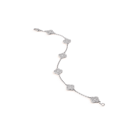 [⭐Veyra]CLOVER 6 MOTIF SILVER DIAMOND BRACELET