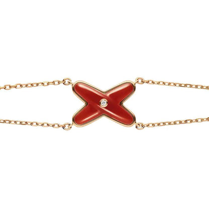[⭐Veyra]JEUX BRACELET CARNELIAN PINK GOLD 1 DIAMOND