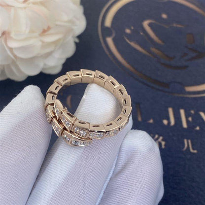 [⭐Veyra]SERPENTI RING PINK GOLD DIAMOND PAVED 4MM