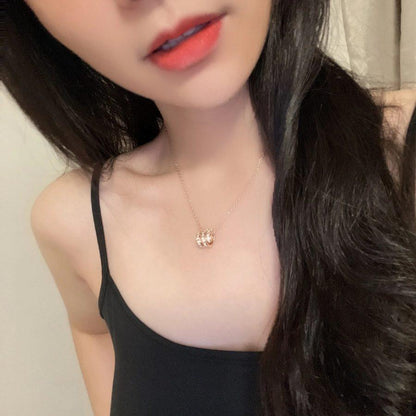 [⭐Veyra]SERPENTI PINK GOLD NECKLACE DOUBLE RING DIAMOND