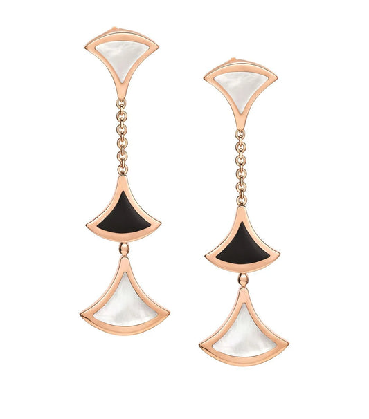 [⭐Veyra]DREAM EARRINGS 3 MOTIFS ONYX MOP PINK GOLD
