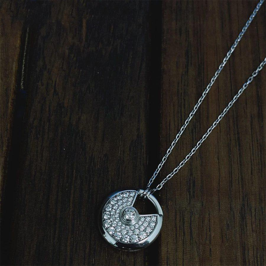 [⭐Veyra]AMULETTE SILVER FULL DIAMOND NECKLACE
