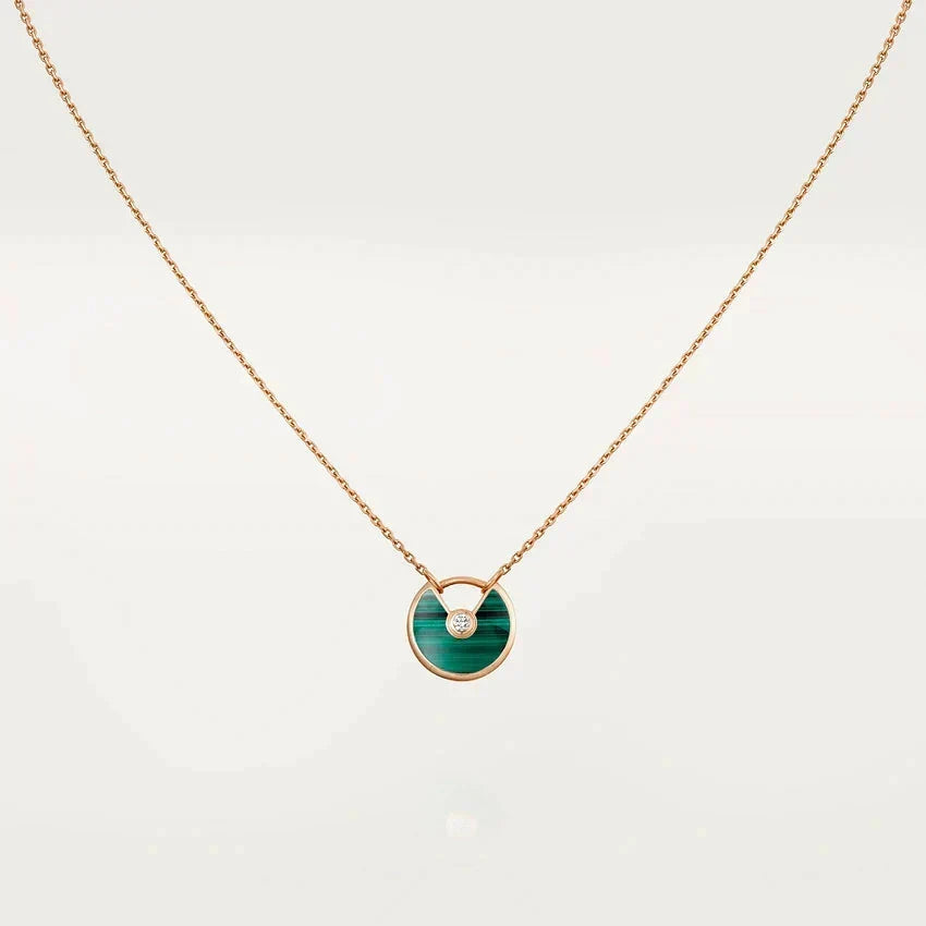 [⭐Veyra]AMULETTE ROSE GOLD MALACHITE NECKLACE