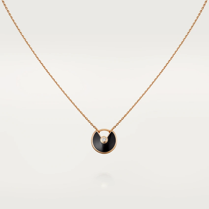 [⭐Veyra]AMULETTE ROSE GOLD ONYX NECKLACE