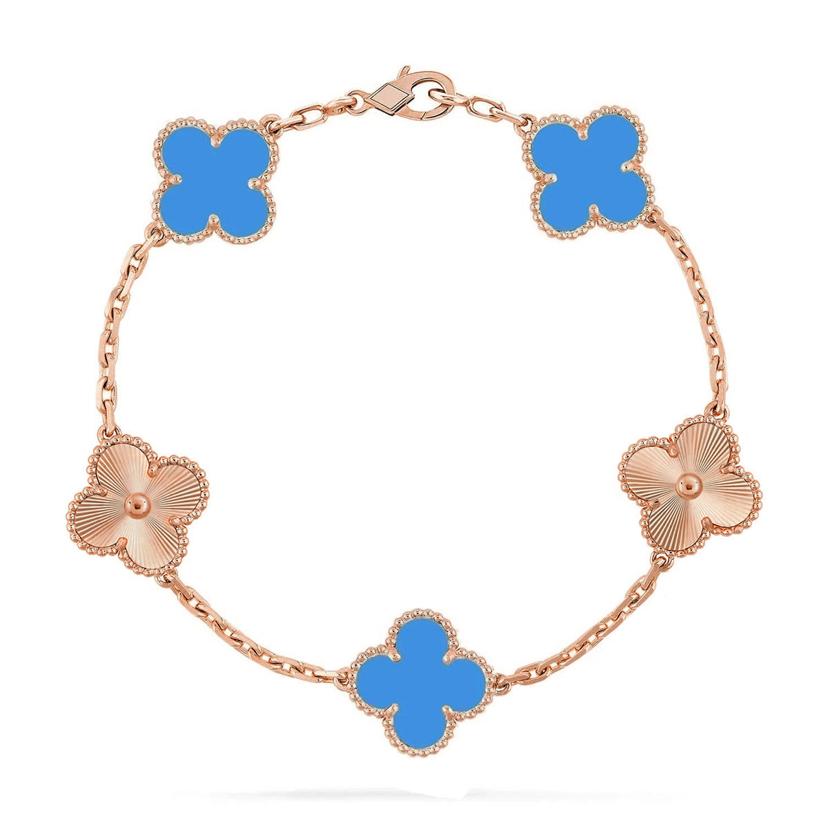 [⭐Veyra] CLOVER 5 MOTIF BLUE AGATE BRACELET COLLECTION