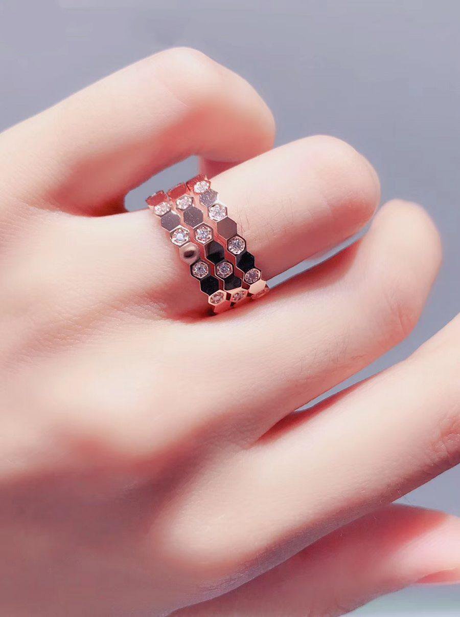 [⭐Veyra]BEE LOVE RING PINK GOLD DIAMOND