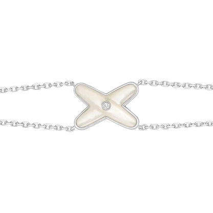[⭐Veyra]JEUX BRACELET WHITE MOP SILVER 1 DIAMOND