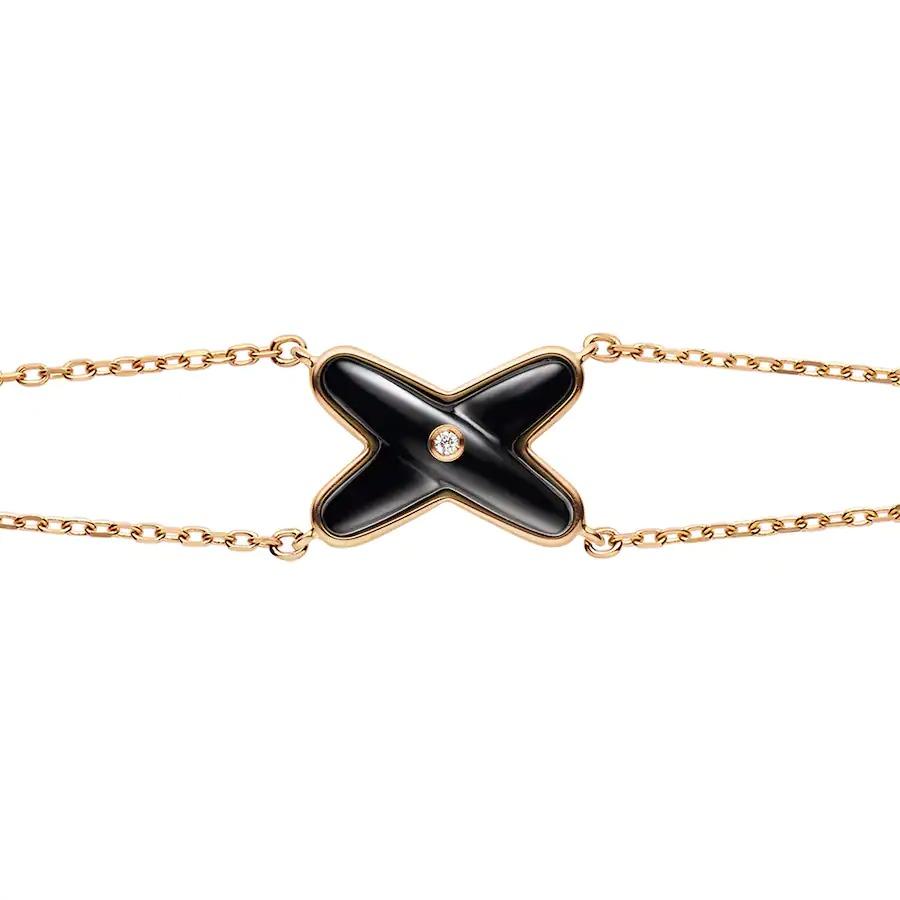 [⭐Veyra]JEUX BRACELET ONYX PINK GOLD 1 DIAMOND