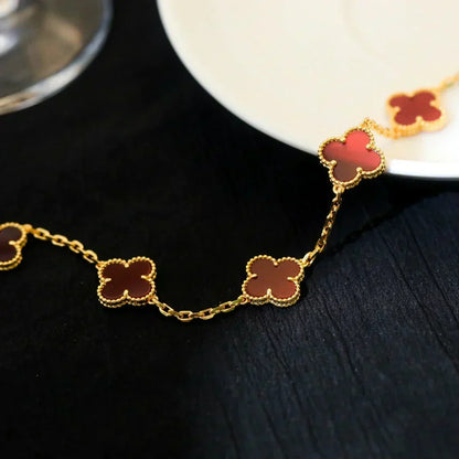 [⭐Veyra] CLOVER 5 MOTIF RED CORNELIAN BRACELET COLLECTION