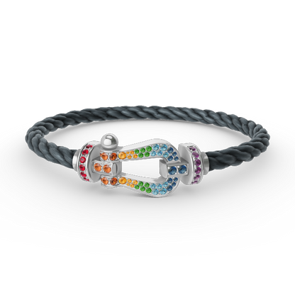 [⭐Veyra]FORC LARGE HORSESHOE  COLORED DIAMOND BRACELET SILVER