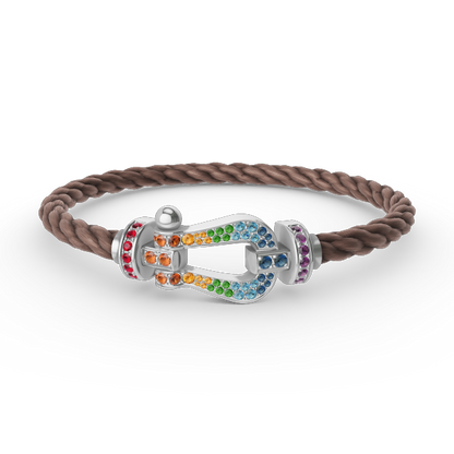 [⭐Veyra]FORC LARGE HORSESHOE  COLORED DIAMOND BRACELET SILVER