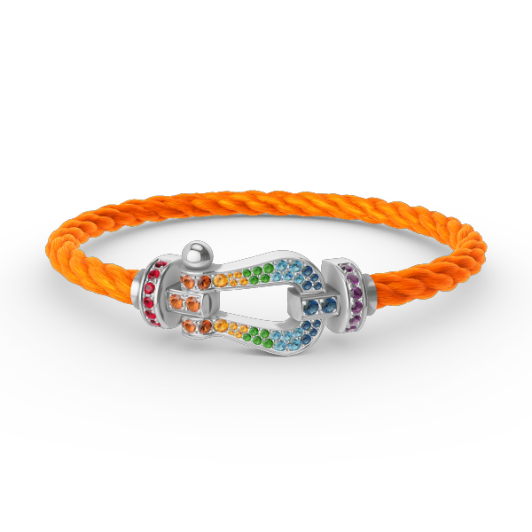 [⭐Veyra]FORC LARGE HORSESHOE  COLORED DIAMOND BRACELET SILVER