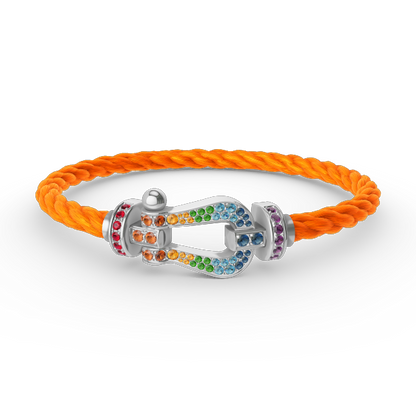 [⭐Veyra]FORC LARGE HORSESHOE  COLORED DIAMOND BRACELET SILVER