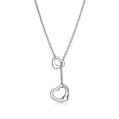 [⭐Veyra Jewels]OPEN HEART LARIAT NECKLACE SILVER