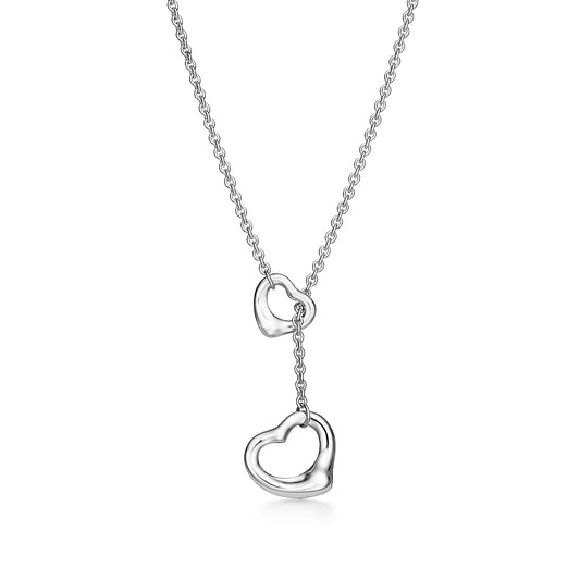 [⭐Veyra Jewels]OPEN HEART LARIAT NECKLACE SILVER