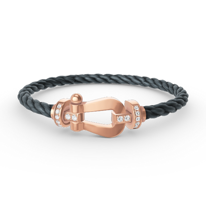 [⭐Veyra]FORCE LARGE HORSESHOE HALF DIAMOND BRACELET ROSE GOLD