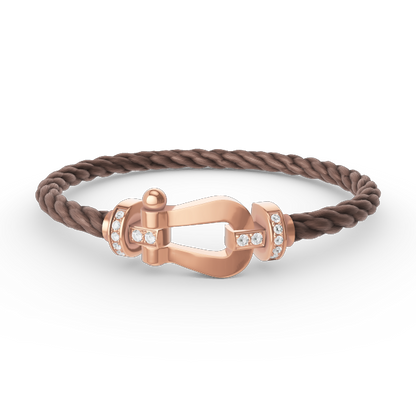 [⭐Veyra]FORCE LARGE HORSESHOE HALF DIAMOND BRACELET ROSE GOLD