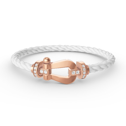[⭐Veyra]FORCE LARGE HORSESHOE HALF DIAMOND BRACELET ROSE GOLD