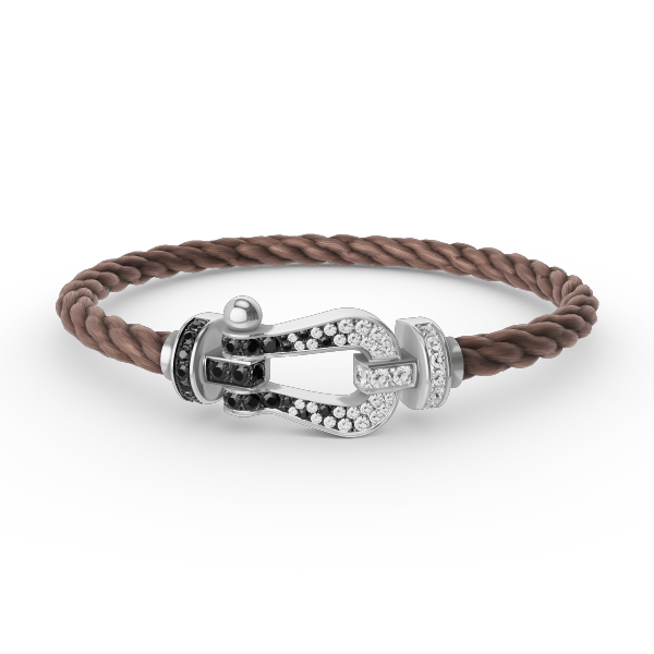 [⭐Veyra]FORCE LARGE HORSESHOE BLACK WHITE DIAMOND BRACELET SILVER