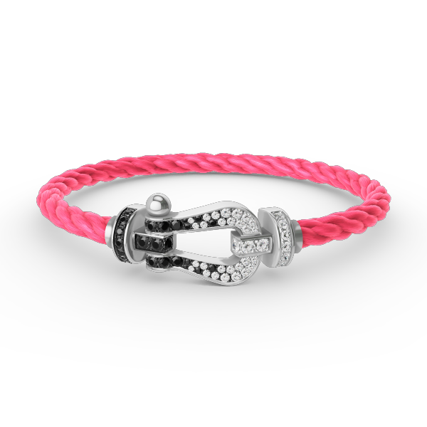 [⭐Veyra]FORCE LARGE HORSESHOE BLACK WHITE DIAMOND BRACELET SILVER