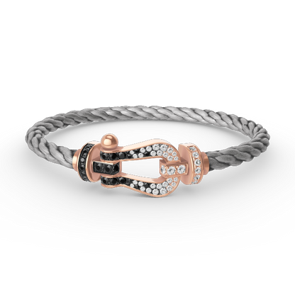 [⭐Veyra]FORCE LARGE HORSESHOE BLACK WHITE DIAMOND BRACELET ROSE GOLD