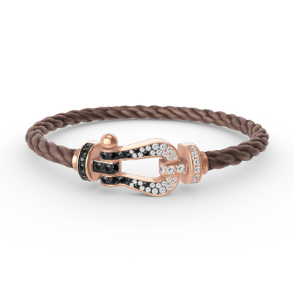 [⭐Veyra]FORCE LARGE HORSESHOE BLACK WHITE DIAMOND BRACELET ROSE GOLD