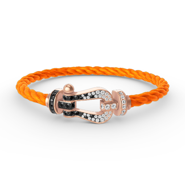 [⭐Veyra]FORCE LARGE HORSESHOE BLACK WHITE DIAMOND BRACELET ROSE GOLD
