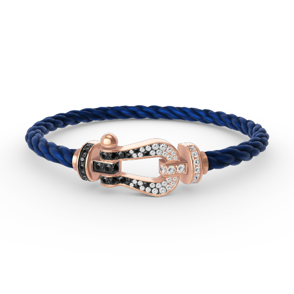 [⭐Veyra]FORCE LARGE HORSESHOE BLACK WHITE DIAMOND BRACELET ROSE GOLD