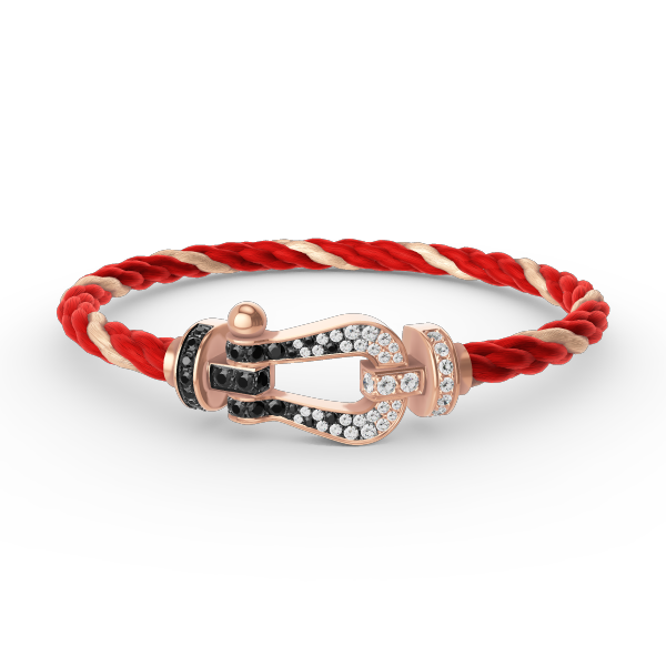 [⭐Veyra]FORCE LARGE HORSESHOE BLACK WHITE DIAMOND BRACELET ROSE GOLD