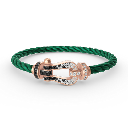 [⭐Veyra]FORCE LARGE HORSESHOE BLACK WHITE DIAMOND BRACELET ROSE GOLD