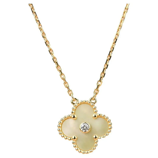 [⭐Veyra]CLOVER 15MM DIAMOND GOLD MOTHER OF PEARL NECKLACE