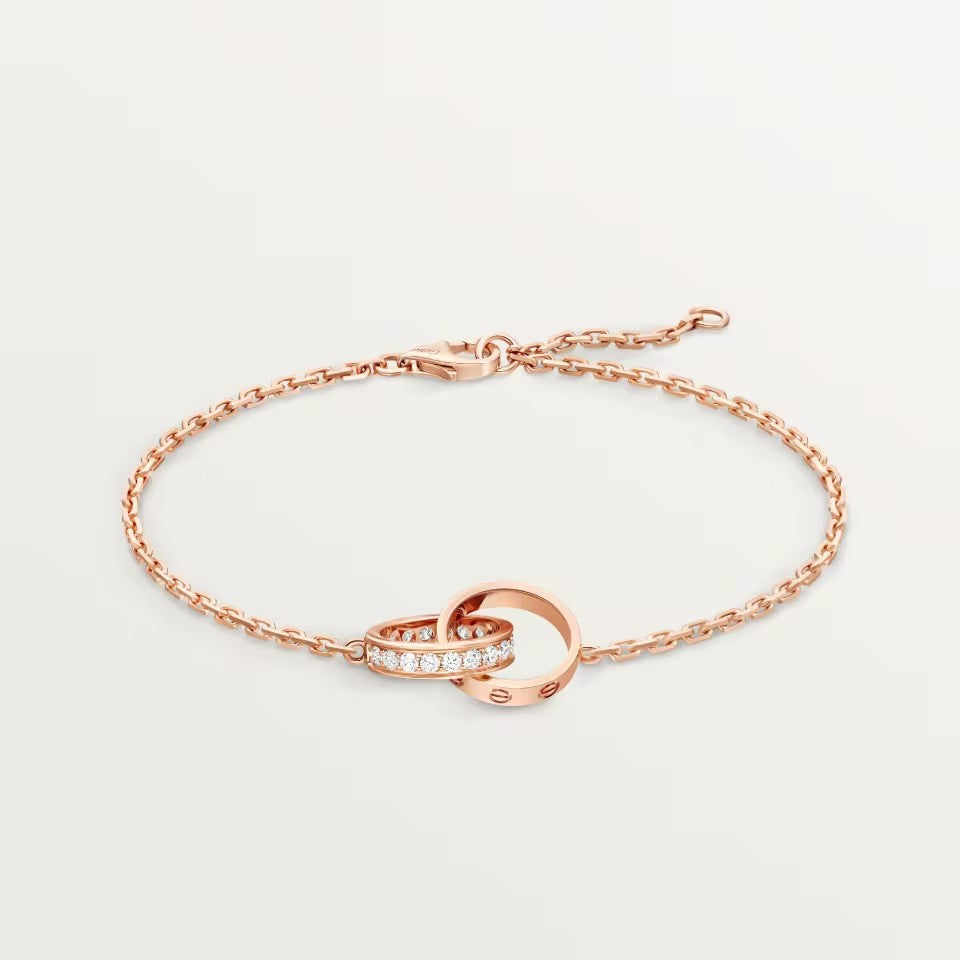 [⭐Veyra]LOVE DOUBLE RING HALF DIAMOND BRACELET