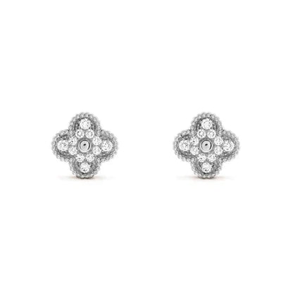 [⭐Veyra]CLOVER 1 MOTIFS DIAMOND STUD EARRINGS SILVER