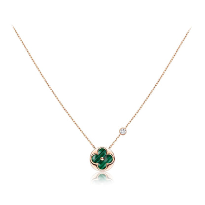 [⭐Veyra]SUN PEDANT PINK GOLD 1 DIAMOND NECKLACE