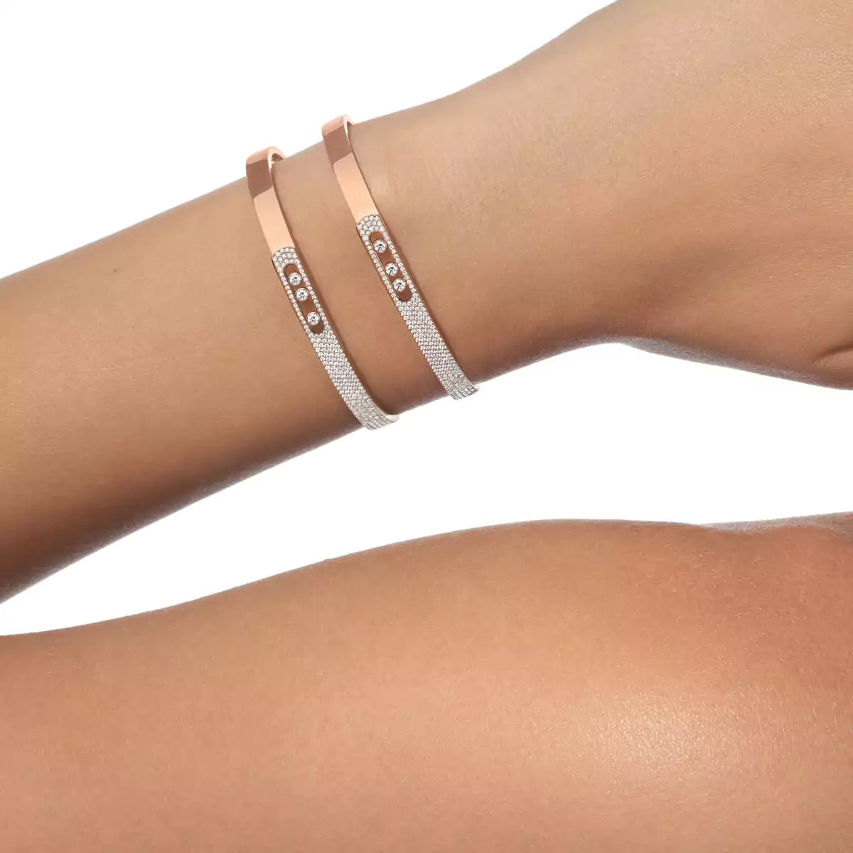 [⭐Veyra]Move Noa Rose Gold Pavé Diamond Bangle Bracelet