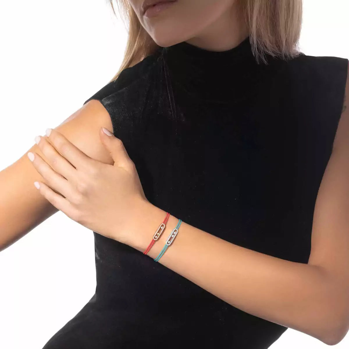 [⭐Veyra]Messika Care(s) pink cord pavé bracelet