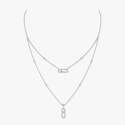 [⭐Veyra]2 Rows Rose Gold Diamond Pave_ Necklace Move Uno