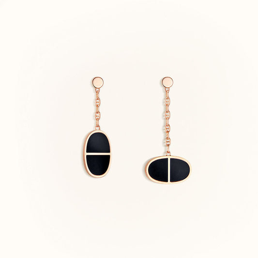[⭐Veyra]CHAINE VERSO BLACK CERAMIC EARRINGS
