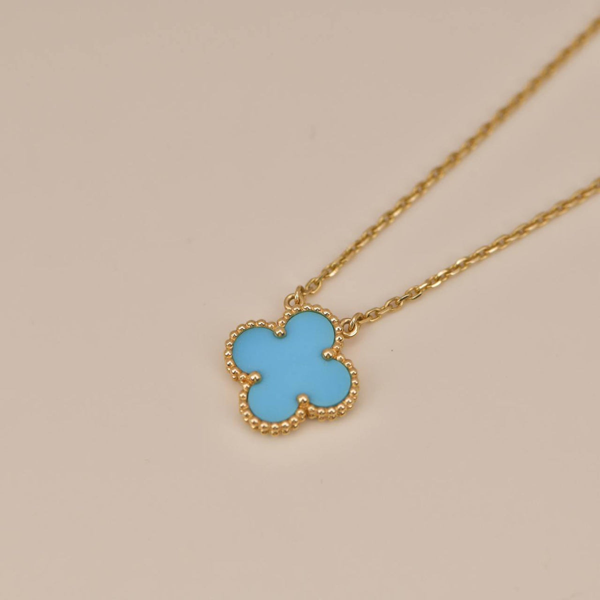 [⭐Veyra]CLOVER 15MM VINTAGE TURQUOISE NECKLACE