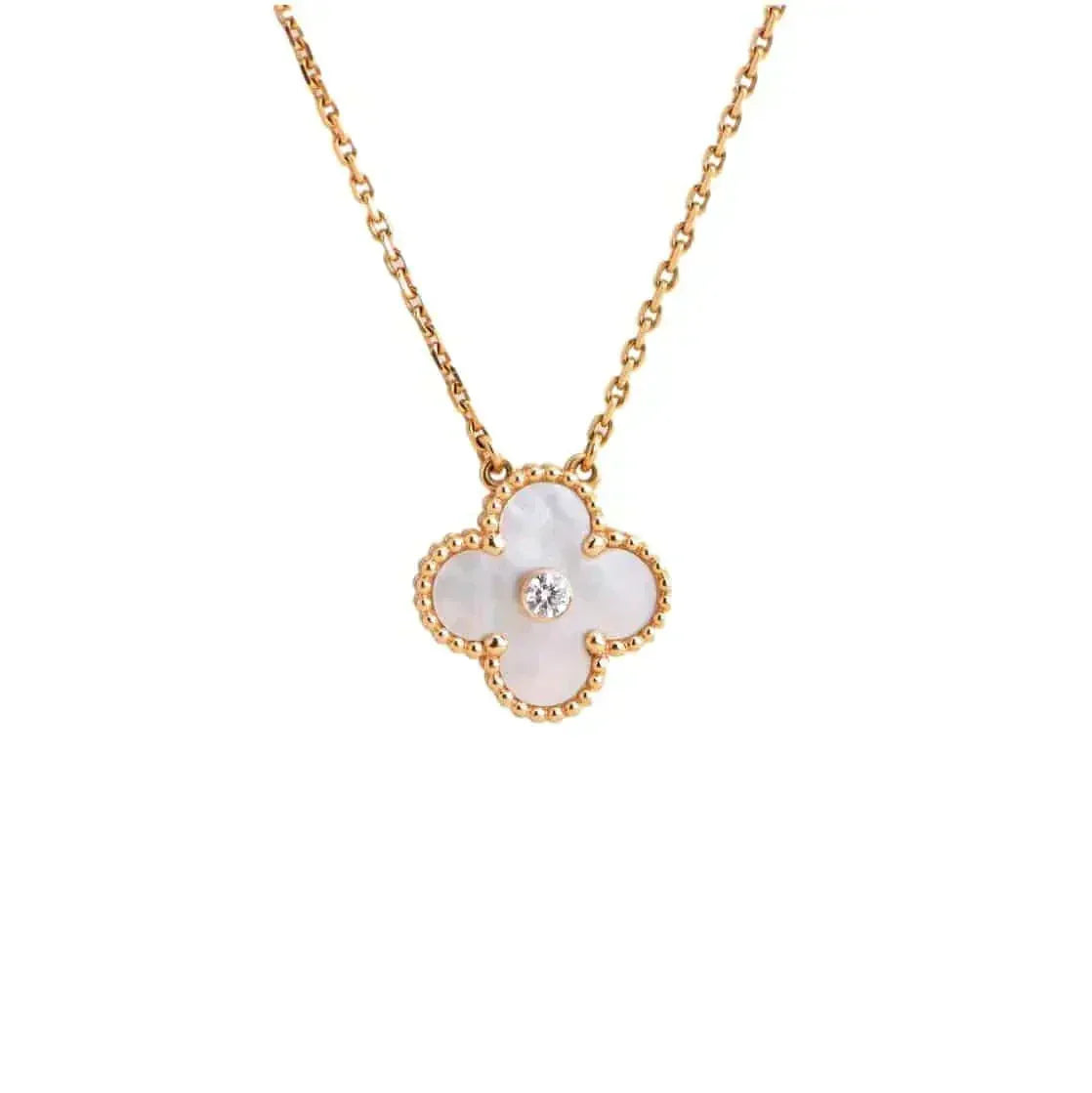 [⭐Veyra]CLOVER 15MM DIAMOND WHITE FRITILLARIA NECKLACE