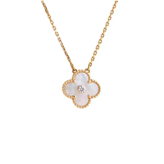 [⭐Veyra]CLOVER 15MM DIAMOND WHITE FRITILLARIA NECKLACE