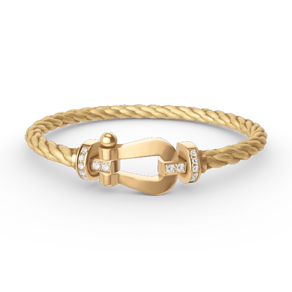 [⭐Veyra]FORCE LARGE HORSESHOE HALF DIAMOND BRACELET GOLD