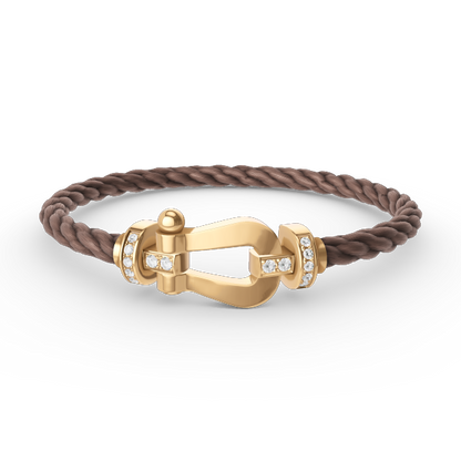 [⭐Veyra]FORCE LARGE HORSESHOE HALF DIAMOND BRACELET GOLD