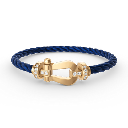[⭐Veyra]FORCE LARGE HORSESHOE HALF DIAMOND BRACELET GOLD